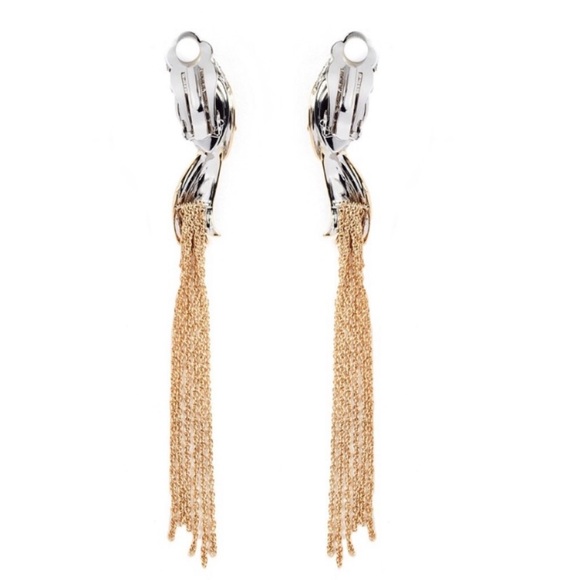 ALEXIS BITTAR • NEW Love Birds Crystal Grey Labradorite Tassel Clip Earrings - Picture 7 of 10